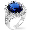 Sapphire Blue Oval Cut Crystal and Round Blue Luster Diamonds